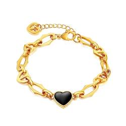 OSTAN Damen Armband Edelstahl Armbänder Herz Gliederkette Armband für Frauen von OSTAN