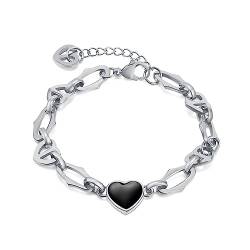 OSTAN Damen Armband Edelstahl Armbänder Herz Gliederkette Armband für Frauen von OSTAN