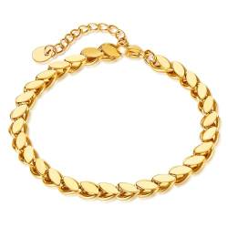 OSTAN Damen Armband Edelstahl Armbänder Link Kettenarmband Armbänder Frauen (Gold) von OSTAN