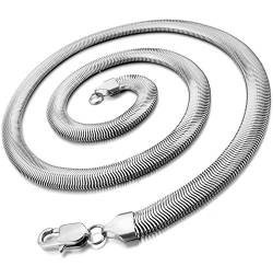 OSTAN Herren Edelstahl Halskette Schlangenkette Silber Breit 5MM Länge 60 cm von OSTAN