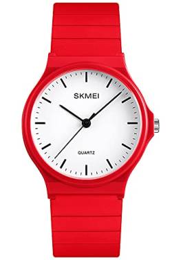 OSTAN Männer und Frauen Uhr Analog Quarz Silikon Armband Einfachheit Outdoor-Sportarten Quarzuhren (Rot) von OSTAN