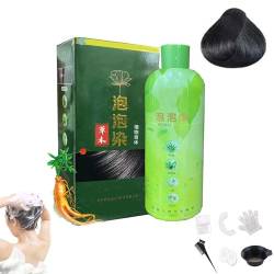 Brimless Shampoo, Herbal Bubble Grey Hair Dye Shampoo, 500 ml Plant Bubble Hair Dye Shampoo, Plant Bubble Hair Dye Shampoo (Black) von OSTRI