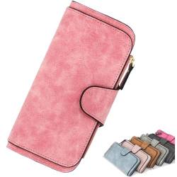 OSTRI Retro Glamorous Multiple Slots Women Wallets, PU Leather Trifold Wallets, Long Design Lady Fashion Wallets (Pink,one Size) von OSTRI