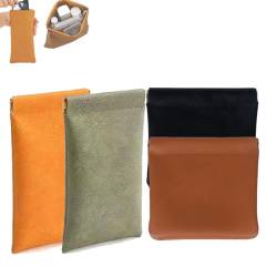 Personalized Snap Closure Leather Organizer Pouch, Snap Closure Leather Organizer Pouch, 4 Colors Soft Leather Sunglasses Storage Bag (H) von OSTRI