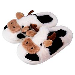 OSVINO Hausschuhe Damen Hausschue Herren Winter Wärme Tiere-Serie Plüsch Vieh Memory Schaum Slipper Rutschfeste Sohle Pantoffeln Bequeme Hausschuhe, 38-39 für 36-37 von OSVINO