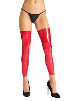 OT Wetlook-Beinstulpen mit Reißverschluss Erotik Stockings Strümpfe Lack in rot von 7-Heaven (S/M) von OT