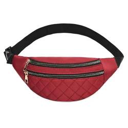 OTBEHUWJ Handtasche Taillenbeutel wasserdichte Tasche Casual Brust Handtasche Sporttasche Geldbörse Plaid Taillenpack Bauchbeutel-Rot B-Einheitsgröße von OTBEHUWJ