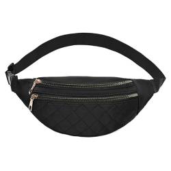 OTBEHUWJ Handtasche Taillenbeutel wasserdichte Tasche Casual Brust Handtasche Sporttasche Geldbörse Plaid Taillenpack Bauchbeutel-Schwarz B-Einheitsgröße von OTBEHUWJ