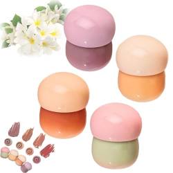 Blurring Pudding Pot Lip, Pudding Glow Lippenbalsam, kostenloser Blurring Pudding Pot Lip, geschmeidiger Lipgloss for gepflegtes, nicht klebriges, glänzend getöntes Lippenbalsam-Make-up (Color : 4PCS von OTEB