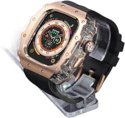 OTGKF Robustes Edelstahl-Uhrenarmband, Mod-Kit, für Apple Watch Serie 9/8/7, 45 mm, Ultra 2, 49 mm, 44 mm, für Herren und Damen, Metallabdeckung, Gummi-Sportuhrarmbänder, für iWatch 49 mm, 44MM, Achat von OTGKF
