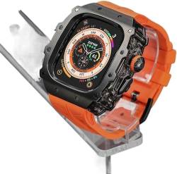 OTGKF Robustes Edelstahl-Uhrenarmband, Mod-Kit, für Apple Watch Serie 9/8/7, 45 mm, Ultra 2, 49 mm, 44 mm, für Herren und Damen, Metallabdeckung, Gummi-Sportuhrarmbänder, für iWatch 49 mm, 44MM, Achat von OTGKF