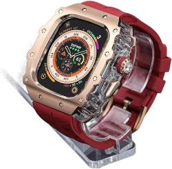 OTGKF Robustes Edelstahl-Uhrenarmband, Mod-Kit, für Apple Watch Serie 9/8/7, 45 mm, Ultra 2, 49 mm, 44 mm, für Herren und Damen, Metallabdeckung, Gummi-Sportuhrarmbänder, für iWatch 49 mm, 49 mm, von OTGKF