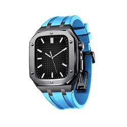 OTGKF Silikon-Uhrenarmband mit Metalllünette für Apple Watch 44/45 mm, Mod-Kit-Zubehör, Ersatz-Silikonarmband, kompatibel mit der iWatch SE/4/5/6/7 Serie, 45MM FOR 7, Achat von OTGKF