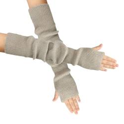 OTKARXUS Armstulpen Damen,1 Paar Lang Fingerlose Handschuhe Stricken mit Daumenloch,Winter Warme Pulswärmer Fäustlinge für Frauen Damen Mädchen von OTKARXUS