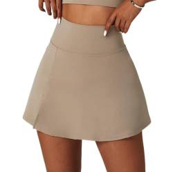 OTMYIGO Damen-Tennisrock, Golf-Skorts, Activewear-Shorts, Laufrock, leicht, mit Innenshorts für Lauftennis,Cream,M von OTMYIGO