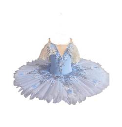 OTMYIGO Professionelles Ballett-Tutu-Kleid für Mädchen, für Kinder, Damen, Platter, Pfannkuchen, Schwanensee, Party, Ballerina, Bühnentanz, Wettbewerb, Kostüm,A2,150 von OTMYIGO