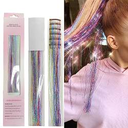 6Pcs Clip-in Hair Tinsel Kit Shining 20 Inch Heat Resistant Glitter Tinsel Hair Extension with Clips Fairy Hair Sparkle Strands (Galaxie) von OTO BELLA