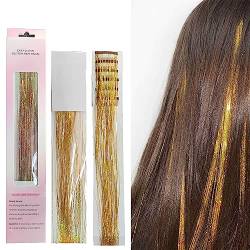 6Pcs Clip-in Hair Tinsel Kit Shining 20 Inch Heat Resistant Glitter Tinsel Hair Extension with Clips Fairy Hair Sparkle Strands (Gold) von OTO BELLA
