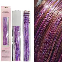 6Pcs Clip-in Hair Tinsel Kit Shining 20 Inch Heat Resistant Glitter Tinsel Hair Extension with Clips Fairy Hair Sparkle Strands (Lila) von OTO BELLA