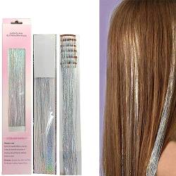 6Pcs Clip-in Hair Tinsel Kit Shining 20 Inch Heat Resistant Glitter Tinsel Hair Extension with Clips Fairy Hair Sparkle Strands (Silber) von OTO BELLA