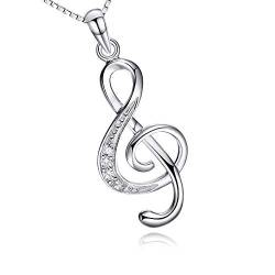 OTOTEC Halsketten Music Note Anhänger Halskette S925 Sterling Silber Damen Schmuck Mode Kette Geschenk von OTOTEC