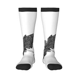 OTRAHCSD 2 Paar Sportsocken Zeichnung Adler Socken Neuheit Crew Socken für Männer Frauen, 3 Schwarz, One size von OTRAHCSD