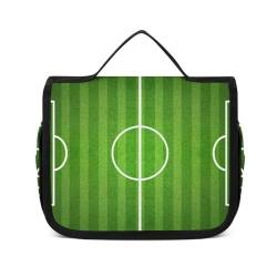 OTRAHCSD Hängende Reise-Waschtasche, grüner Fußballplatz-Kulturbeutel, tragbare Kosmetiktaschen-Aufbewahrungstasche, siehe abbildung, 22.5x18.5cm von OTRAHCSD