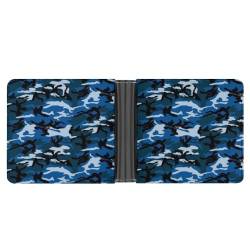 OTRAHCSD Münzfach, Katzenmuster schwarze Katze Leder Brieftasche, Bifold Kreditkarte Leder Slim Geldbörse, blau camouflage, Einheitsgröße von OTRAHCSD
