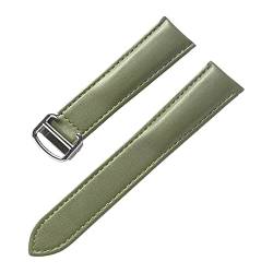 OTSYSTO Uhrenarmbänder, Uhrenarmband-Ersatz, 13–22 mm, for Herren und Damen, bunt, hautfreundlich, weicher Echtleder-Uhrenarmband-Ersatz mit Faltschließe (Color : Olive Green, Size : 14mm) von OTSYSTO