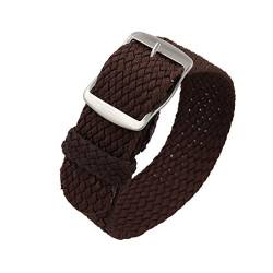 OTSYSTO Uhrenarmbänder, Uhrenarmband-Ersatz, 18/20/22 mm Vintage-Nylon-Uhrenarmband-Ersatz, einteiliges tragbares und atmungsaktives Uhrenarmband-Uhrenzubehör (Color : Brown (Silver), Size : 18mm) von OTSYSTO