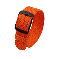 OTSYSTO Uhrenarmbänder, Uhrenarmband-Ersatz, 18/20/22 mm Vintage-Nylon-Uhrenarmband-Ersatz, einteiliges tragbares und atmungsaktives Uhrenarmband-Uhrenzubehör (Color : Orange (Black), Size : 18mm) von OTSYSTO