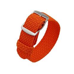 OTSYSTO Uhrenarmbänder, Uhrenarmband-Ersatz, 18/20/22 mm Vintage-Nylon-Uhrenarmband-Ersatz, einteiliges tragbares und atmungsaktives Uhrenarmband-Uhrenzubehör (Color : Orange (Silver), Size : 18mm) von OTSYSTO