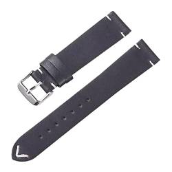 OTSYSTO Uhrenarmbänder, Uhrenarmband-Ersatz, 18 mm/20 mm/22 mm, mattes Leder, lässiges Schnellverschluss-Uhrenarmband for Smartwatch, Quarzuhr (Color : Black, Size : 18mm) von OTSYSTO