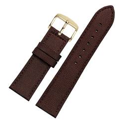 Uhrenarmbänder, Uhrenarmband-Ersatz, 18–24 mm Nylon-Echtleder-Spleißen, wasserdichtes Armband, Schweißabsorbierender Uhrenarmband-Ersatz for Zifferblatt-Quarzuhr ( Color : Brown Gold Clasp , Size : 24 von OTSYSTO