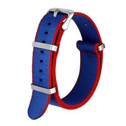Uhrenarmbänder, Uhrenarmband-Ersatz, 20 mm/22 mm, leichtes und atmungsaktives Uhrenarmband, orange/grau/blau/rotes Nylon-NATO-Uhrenarmband, verstellbares, rutschfestes Uhrenarmband ( Color : Blu , Siz von OTSYSTO
