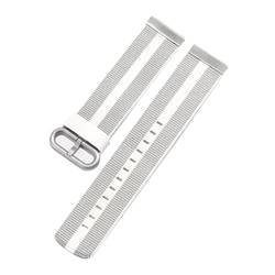 Uhrenarmbänder, Uhrenarmband-Ersatz, 20 mm–22 mm, hochdichtes, seidiges Nylon-Uhrenarmband, bonbonfarbener Streifendruck, Schnellverschluss-Armband for Smartwatch, Quarzuhr, Analoguhr ( Color : White von OTSYSTO