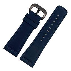 Uhrenarmbänder, Uhrenarmband-Ersatz, 28 mm doppellagiges Rindsleder-Uhrenarmband, Herren-Dornschließe, klassisches, verstellbares Ersatz-Uhrenarmband ( Color : Blue Watchband With Black Buckle , Size von OTSYSTO