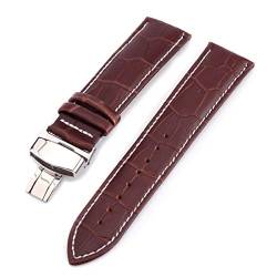 Uhrenarmbänder, Uhrenarmband-Ersatz, Leder-Uhrenarmbänder 12 mm 24 mm Universal-Uhrenarmband mit Schmetterlingsschnalle, Stahl-Uhrenarmband mit Schmetterlingsschnalle, Ersatz ( Color : Brown Line , Si von OTSYSTO