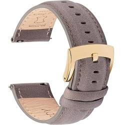 OTTOODY Leder-Uhrenarmbänder, 22 mm, 21 mm, 20 mm, 18 mm, Schnellverschluss-Uhrenarmbänder, Ersatzbänder für Uhr und Smartwatch, Grau 21 mm von OTTOODY
