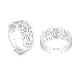 OTXIXTO 925 Sterling Silber Blumenmuster Blatt Filigran Gänseblümchen Ring Vintage Stil Ehering Schmuck für Frauen Größe 65 von OTXIXTO