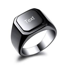 OTXIXTO Anfangsring Buchstabe Siegelring für Männer Frauen Personalisierter Name Gravierter Edelstahl Modeschmuck Hochzeit Paare Vatertagsgeschenk mit Ringgröße Einsteller (Schwarz, Größe 62) von OTXIXTO