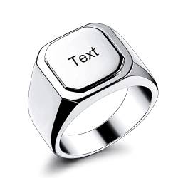 OTXIXTO Anfangsring Buchstabe Siegelring für Männer Frauen Personalisierter Name Gravierter Edelstahl Modeschmuck Hochzeit Paare Vatertagsgeschenk mit Ringgröße Einsteller (Silber, Größe 60) von OTXIXTO