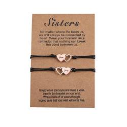 OTXIXTO Herz Passendes Edelstahl Armband-Set Personalisiertes Namensgeschenk Für Beste Freundin Schwestern Frauen -2 Roségold Stücke von OTXIXTO