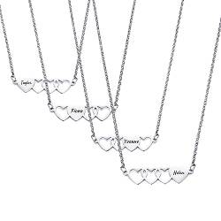 OTXIXTO Personalisierte 2/3/4 Stück Set von Edelstahl Herz Form Halskette/Armband Individuell Gravierte Namen Geschenk für Mutter Tochter Schwester Beste Freundin (4 Stück, Silber Halskette) von OTXIXTO