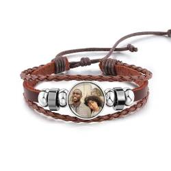 OTXIXTO Personalisierte Foto Armbänder für Frauen Bild Armbänder Verstellbares Wickelarmband aus Leder mit Bild Innen Frauen Armbänder mit Fotos Gedenkstätte Armbänder mit Bild (A1: Braun) von OTXIXTO