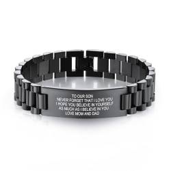 OTXIXTO Personalisierte Gliederarmbänder für Männer mit Gravierten Inspirierenden Zitaten Aus Edelstahl Verstellbares Armband für Sohn-Armband Geschenke von Mama und Papa (Stil A6) von OTXIXTO