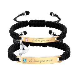 OTXIXTO Personalisierte Passende Armbänder für Paare Einstellbare Geflochtene Paare Armbänder mit Verbindbarem Herz Personalisiertes Gravur Beziehung Name Armband Schmuck Geschenke für Paare (Stil A4) von OTXIXTO