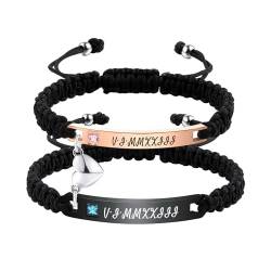 OTXIXTO Personalisierte Passende Armbänder für Paare Einstellbare Geflochtene Paare Armbänder mit Verbindbarem Herz Personalisiertes Gravur Beziehung Name Armband Schmuck Geschenke für Paare (Stil A1) von OTXIXTO