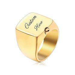 OTXIXTO Personalisierter Urnen Siegelring für Frauen, Männer, Gravur Foto/Text, Edelstahl, Haustier Erinnerung Geschenk Schmuck Andenken, Asche Halter, mit Ringgröße Einsteller (Gold, Größe 62) von OTXIXTO