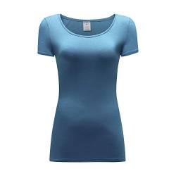 OThread & Co. Damen-T-Shirt, Kurzarm, U-Ausschnitt, Spandex-Shirt - Blau - Klein von OThread & Co.